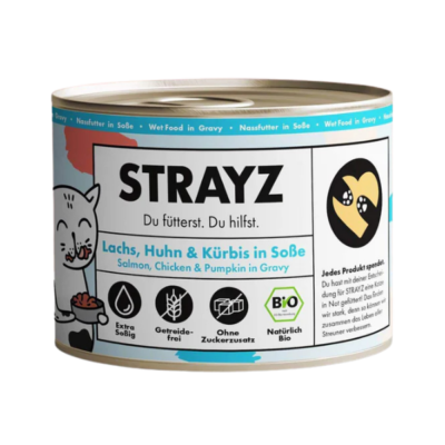 STRAYZ - Salmón & Pollo Bio en salsa 6x200g